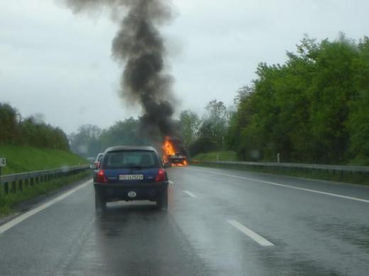 Truck fire on motorway