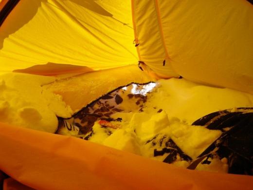 Tent at C1 after heavy snow