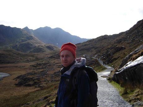 Halfway up Snowdon, in the world's sexiest hat